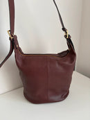 Brown Leather Bucket Crossbody Bag with Adjustable Strap
