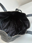 M&S Collection Black Leather Tote Bag with Zip Closure and Front Pocket