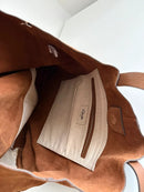 Brown Two-Tone Leather and Suede Tote Bag