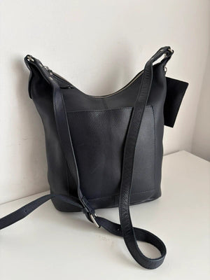 White stuff dark navy leather satchel bag