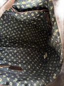 Brown Genuine Leather Shoulder Tote Bag with Buckle Detail