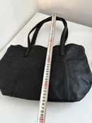 M&S Collection Black Leather Tote Bag with Zip Closure and Front Pocket