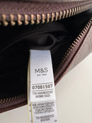 Brown Leather Toiletry Bag with Zip Closure