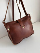 FatFace Brown Leather Women's Satchel with Adjustable Strap, Vintage Casual Style